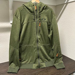 Oakley Green Heather Hooded Fleece Zippered Jacket Size XXL